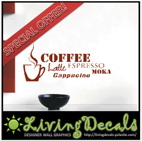 SPECIAL OFFER: Vinyl Decals Wall Art Stickers - Abstract Coffee (Dark Red)