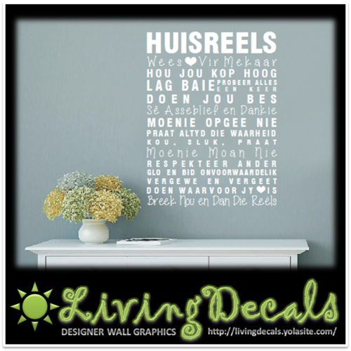 Vinyl Decals Wall Art Stickers - AFRIKAANS: Huisreels