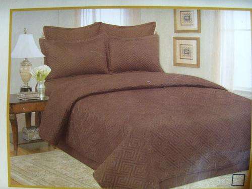 6 PIECE QUEEN SIZE POLYCOTTON BEDSPREAD SET COLOUR=CHOCOLATE BROWN  ( FULLY EMBROIDED)