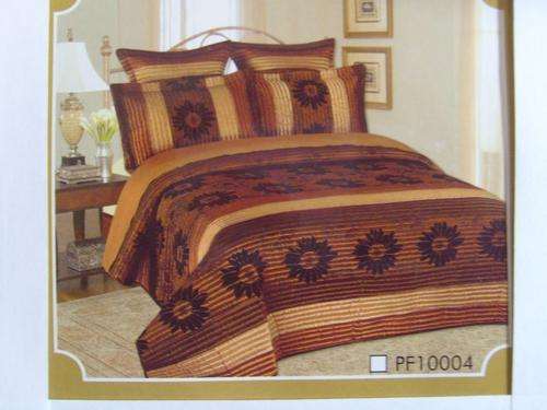 6 PIECE KING SIZE LUXURY POLYSILK AND VELVET PRINTED BEDSPREAD SET