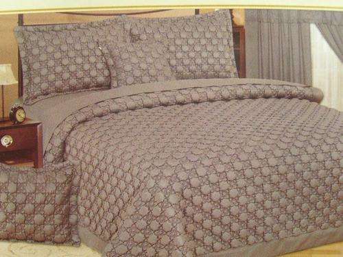 6 PIECE DOUBLE BED SIZE LUXURY WONDERFUL POLYCOTTON BEDSPREAD SET (COLOUR METAL GREY)