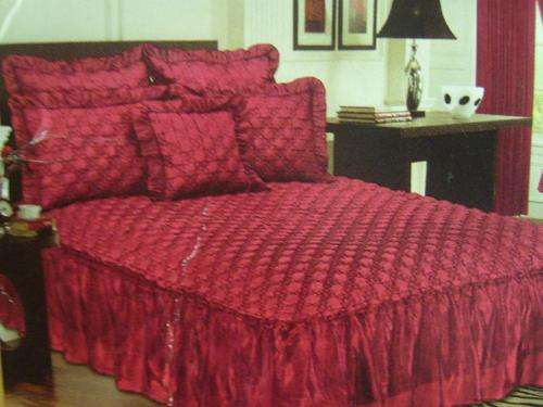 10 PIECE QUEEN SIZE LUXURY WONDERFUL POLYCOTTON DARK MAROON BEDSPREAD SET