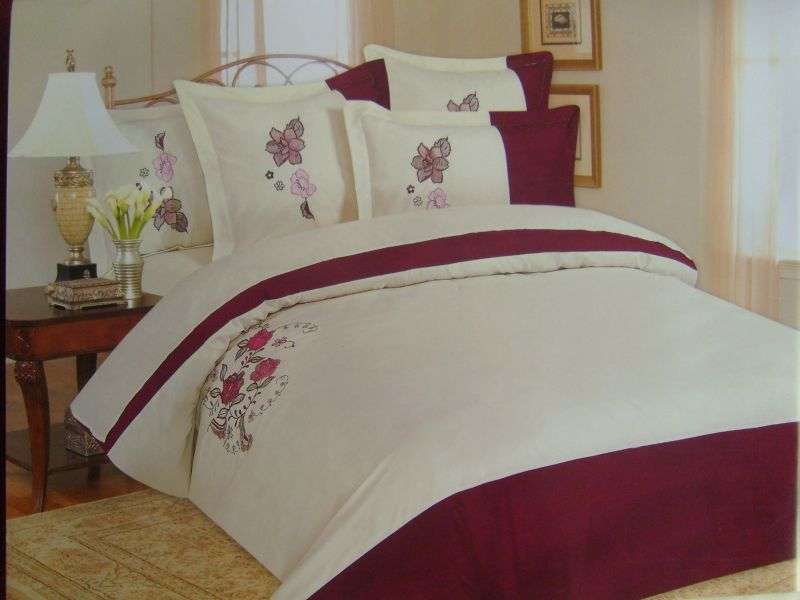 NEW ARRIVED!!! 6 PIECE QUEEN SIZE IMPORTED TOP QUALITY 100% COTTON EMBROIDED DUVET COVER SET