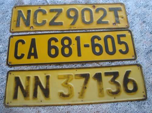 YELLOW NUMBER PLATES