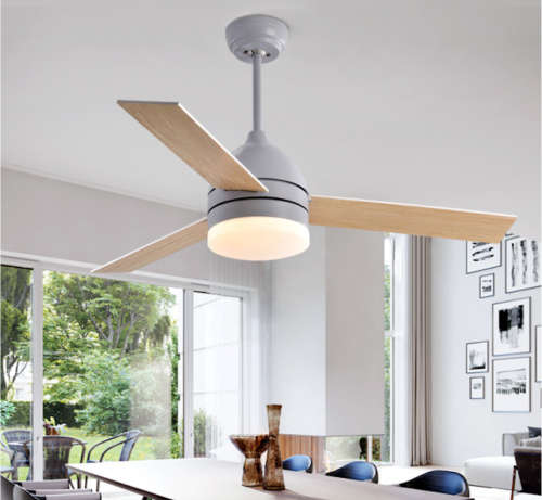 48 Inch Grey and Wood Ceiling Fan With Remote