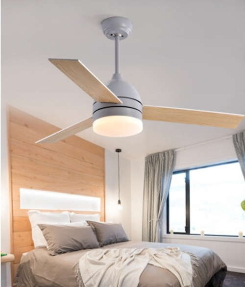 48 Inch Grey and Wood Ceiling Fan With Remote