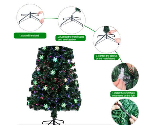 1.5m Christmas Tree With Built-In LED Lights And Fiber Optics