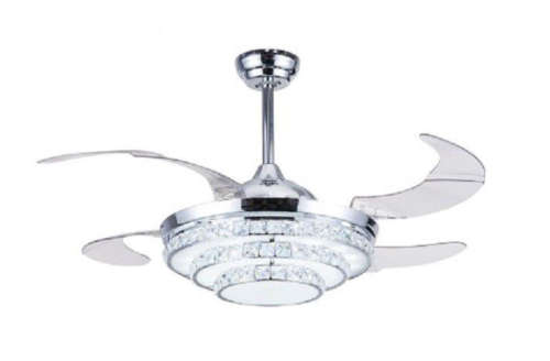 Retractable Blade Crystal Ceiling Fan With Remote
