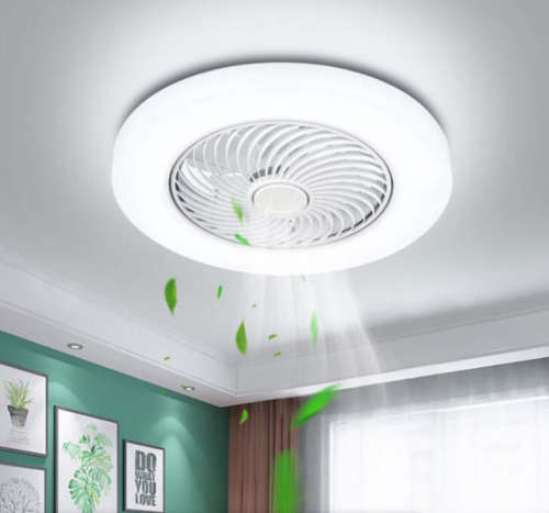 Modern Space Saving Led Ceiling Fan with Remote - 082 White