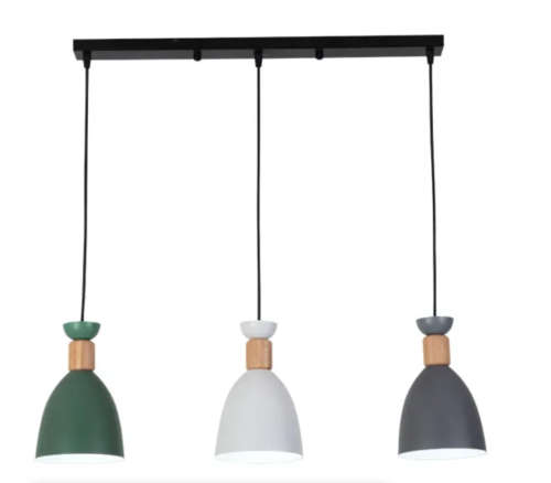 Three Colour Wooden Bead Row Of Pendant Kitchen Light - please read description