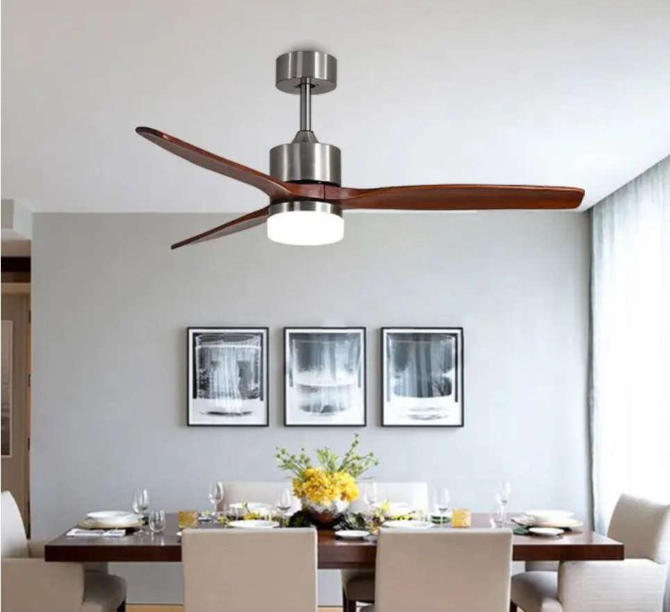 52 Inch Wood Blade & Silver Ceiling Fan With Remote Control WD003 #7