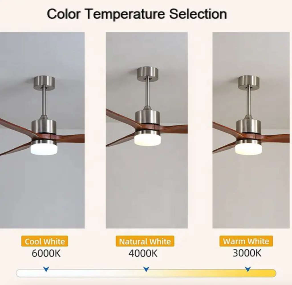 52 Inch Wood Blade & Silver Ceiling Fan With Remote Control WD003 #7