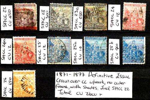 COGH 1871 - 1877 DEFINITIVE SET INCL SHADES + SACC 22! RARE - CV 2500++