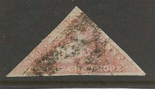 COGH 1853 1P TRIANGLE FINE CONDITION 3-MARGINS WITH SIDEWAYS WATERMARK!!! SACC 1b CV R6000+