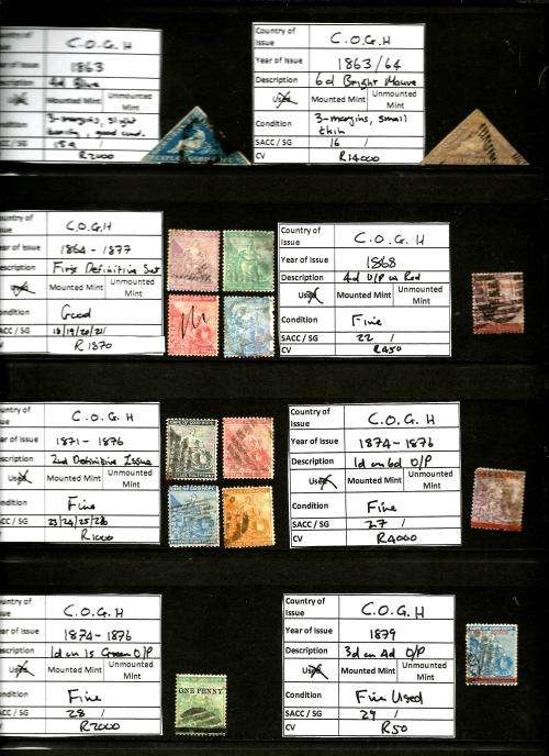 EXCELLENT COLLECTION OF EARLY AND VALUABLE COGH STAMPS - INCL 10X TRIANGLES! ESTIMATED CV R60 000++