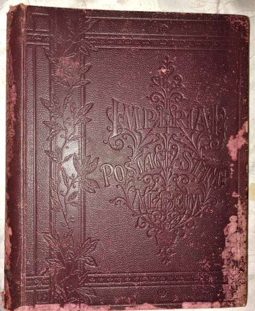 LARGE OLD IMPERIAL STAMP ALBUM WITH SOME OLD STAMPS + FEW 100 LOOSE STAMPS - NOT CHECKED