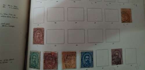 LARGE OLD IMPERIAL STAMP ALBUM WITH SOME OLD STAMPS + FEW 100 LOOSE STAMPS - NOT CHECKED