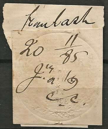 NATAL OLD 2/6S EMBOSSED REVENUE STAMP, USED ON PIECE