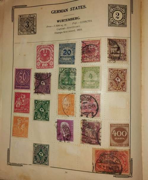 BULKLOT - WORLD STAMPS, OLD STAMP ALBUM + 18 PAGES OF STAMPS SEE SCANS
