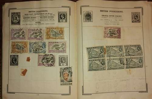 BULKLOT - WORLD STAMPS, OLD STAMP ALBUM + 18 PAGES OF STAMPS SEE SCANS