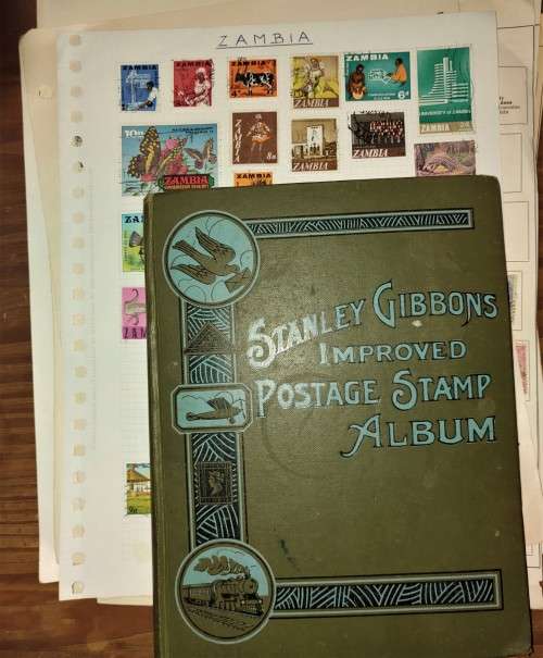 BULKLOT - WORLD STAMPS, OLD STAMP ALBUM + 18 PAGES OF STAMPS SEE SCANS