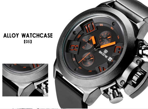 Skone 7427EG02 4188 Stylish Pin Buckle Male Watch  -  BLACK