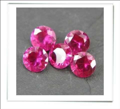 GEMZONE - Created Burma Rubies Round Facets - 0.53cts avg. each - 113 pcs on offer!