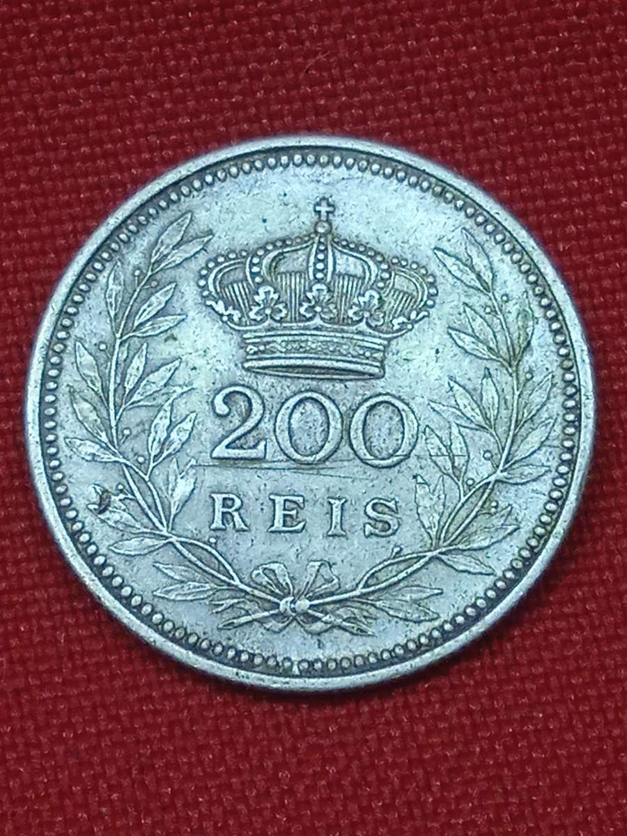 PORTUGAL 1909 SILVER 200 REIS