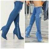 PLUM DENIM STRETCH BOOTS