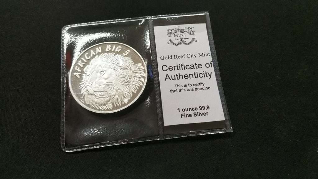 5 Coin collection : 1Oz fine silver African Big 5 series