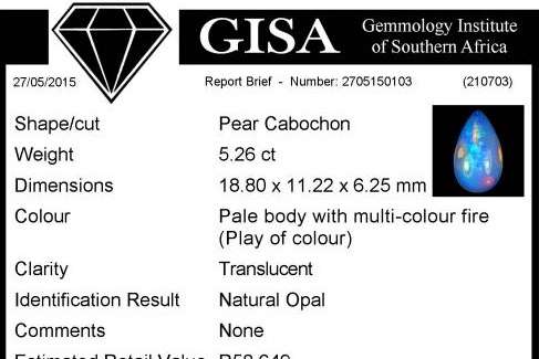 5.26ct Certified Opal