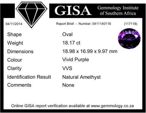 18.17CT CERTIFIED AMETHYST - Vivid Royal Purple