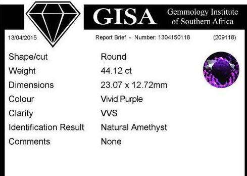 44.12CT CERTIFIED AMETHYST - Vivid Royal Purple