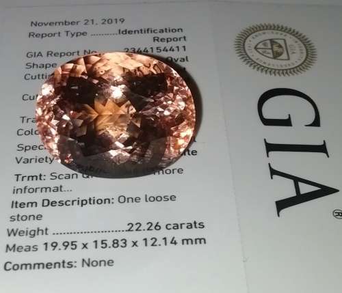 22.26Ct Morganite ( GIA certified )