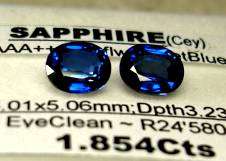 CEYLON SAPPHIRE[1.854Cts]MatchingPair, AAA+++CornflowerVioletBlue, EyeClean[Value:R24'580.00][BntyH]