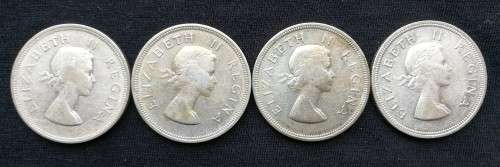 Lot of 4 x 2,5 Shilling half crowns (1954-1958)