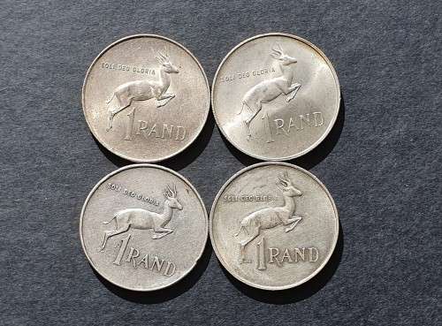 Lot of 4 x Silver R1 coins 1966 and 1967 English and Afrikaans