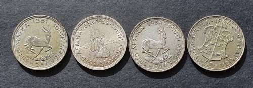 Lot of 4 x 5 shilling Crowns 1951, 1952, 1958 and 1960