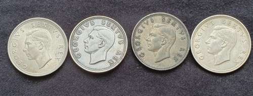 Lot of 4 x 5 Shillings (1949) - 80% Silver