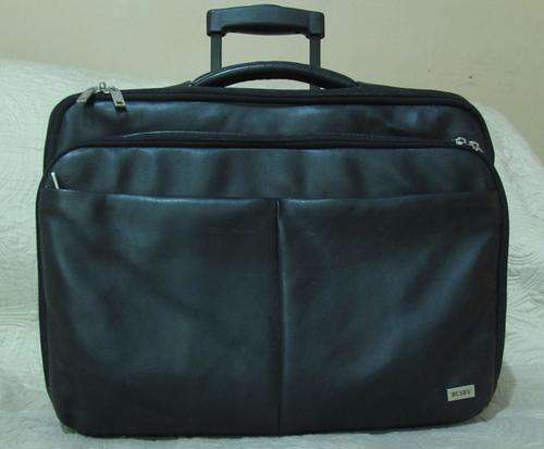 BUSBY Leather Laptop Trolley Bag