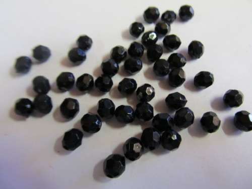 Acrylic Facetted 6mm Beads Black ±20pc