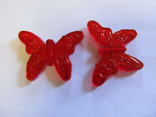 Acrylic Butterfly Shapes Red 26mm x 35mm 2pc