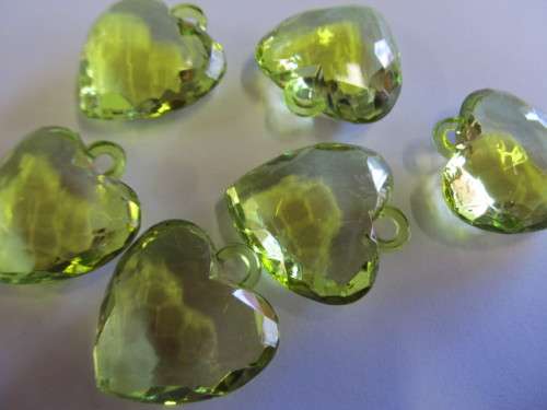 Acrylic Shapes Heart Shape Shades Of Green 32mm 2pc