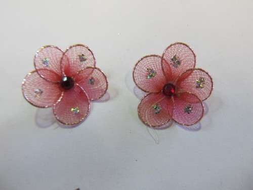 Fabric Embellishments Flower Rhinestone Centre Red 26mm 2pc