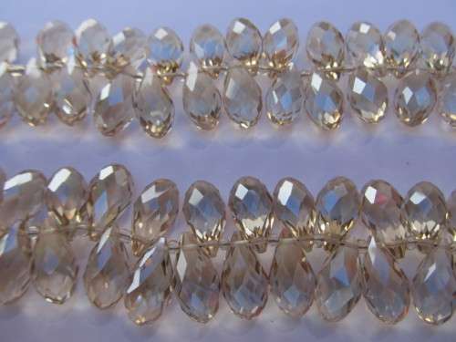 Glass Crystal Beads Teardrop Champagne 20mm x 9mm 4pc