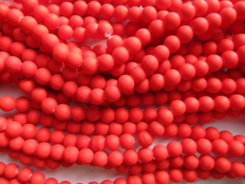 Glass Beads Plain Round - Matt Red 8mm ±54pc