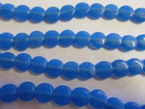 Glass Beads Plain Indian Flat Round ±10mm Sky Blue ±20pc