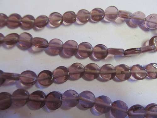 Glass Beads Plain Indian Flat Round ±10mm Grape