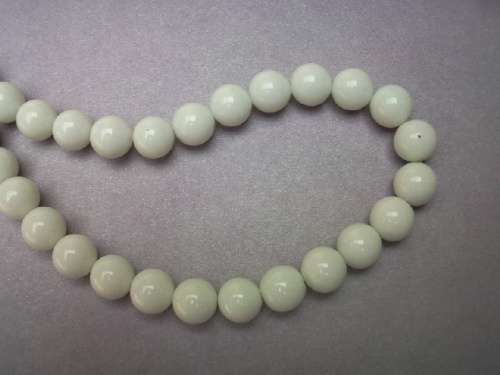 Glass Beads, Plain, Round, White, 10mm, ±34pc