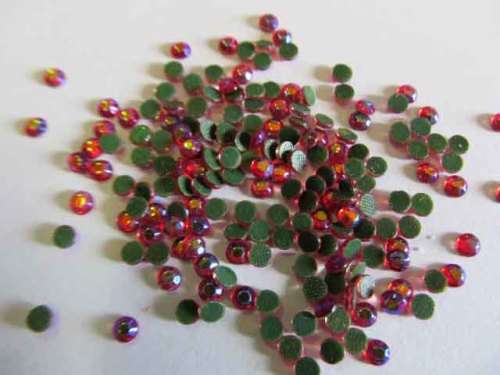 Rhinestones, Flatback, Hotfix, Red, 3mm, ±100pc